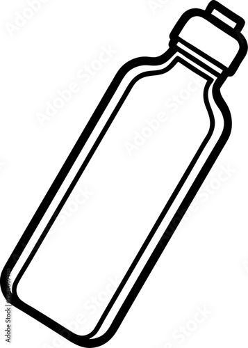 Simple outline illustration of a water bottle ideal for design templates and fitness related concepts available in black and white