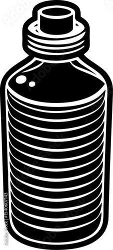 Vector illustration of a classic water bottle with ribbed body and screw top design isolated on white background