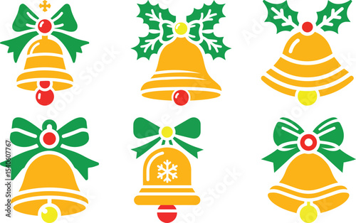 Merry Christmas jingle bell bundle icon vector art illustration