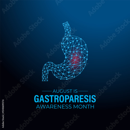 Gastroparesis Awareness Month Support, Educate Empower for Digestive Health. Low poly vector design. Healthcare and medicine. Creating for web banner, cards, prints, social media, poster background.