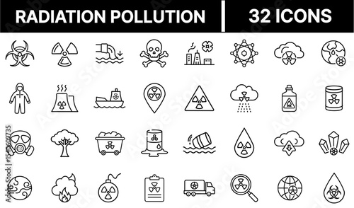 Radiation Pollution Hazard Icon – Nuclear Waste and Radioactive Symbol Illustration