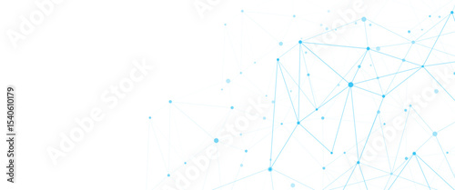 Vector modern line art with technology abstract background with connected line and dots	
