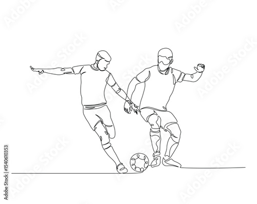 football player in action outline illustration. Continuous line drawing of football player.