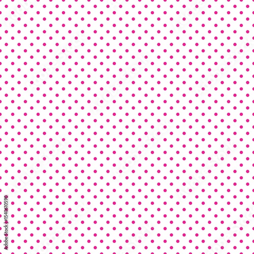 Hot pink polka dot seamless pattern with bright small dots on white background