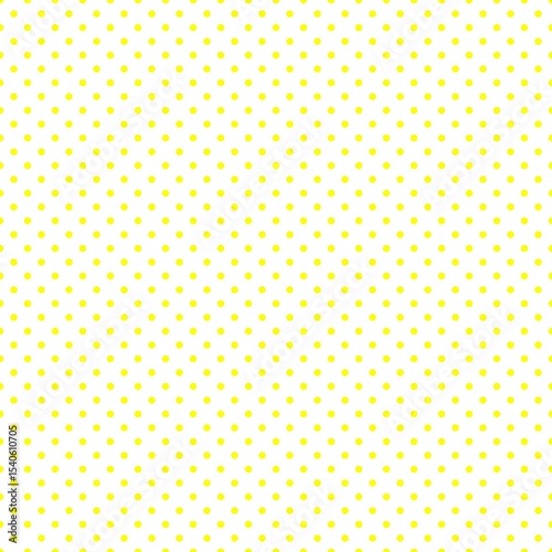 Yellow polka dot seamless pattern with small dots on white background
