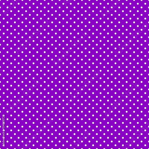 White polka dot seamless pattern on purple background with small repeating dots
