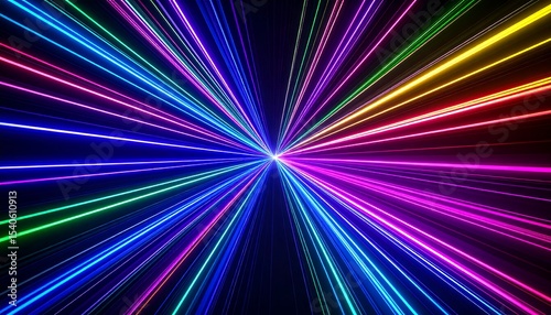 Neon Light Speed Burst Abstract.