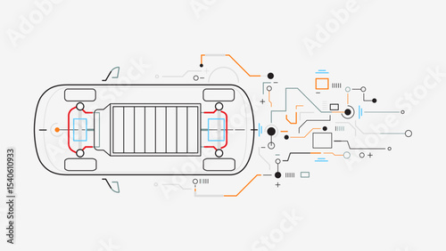 Electric Vehicle ev car battery charging elements abstract illustration