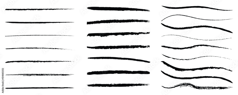 Chalk lines, Hand drawn vector Pencil underlines, kids crayon strips, brush line in sketch style.  Vector horizontal chalk lines vector illustration isolated on white background. 
