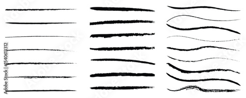 Chalk lines, Hand drawn vector Pencil underlines, kids crayon strips, brush line in sketch style.  Vector horizontal chalk lines vector illustration isolated on white background. 

