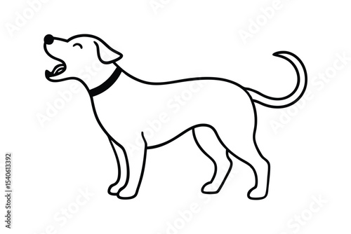 Adorable dog barking happily with floppy ears Line Art Vector illustration