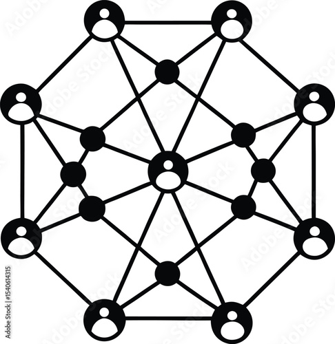 Information Warfare Through Social Media Channels Vector Line art illustration