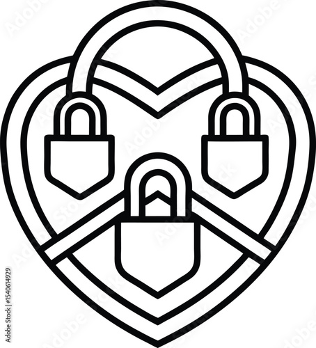 Multi Factor Authentication with Interlocking Layers Vector Line art illustration