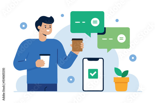 vector illustration of a man holding a recycling symbol