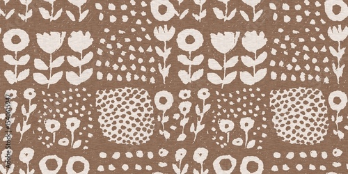 Calm scribble shape minimal shape seamless border pattern. Gender neutral baby floral natural brown linen banner background. Scandi style sketch doodle wash tape edging trim. 