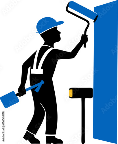 painter with paint roller