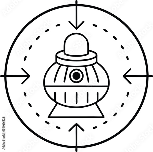 Time Based OTP with Rotating Code Generator Vector Line art illustration