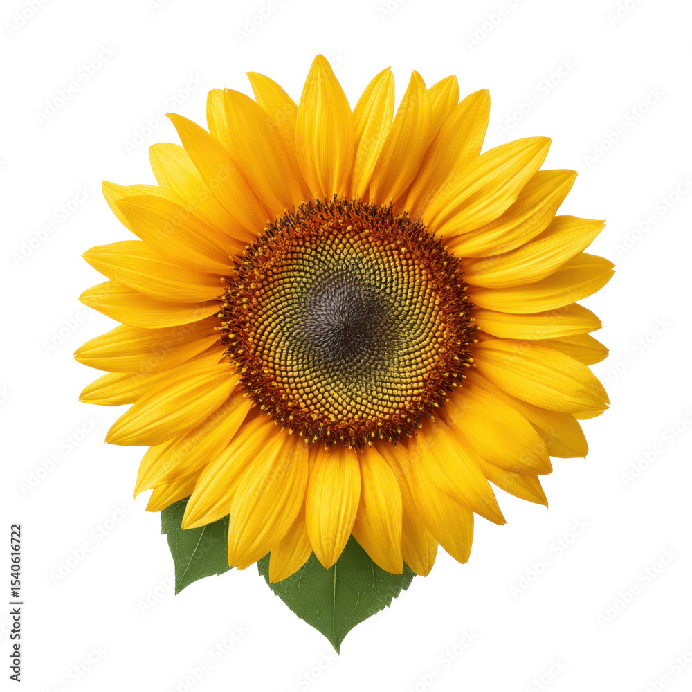 Obraz premium Bright and Cheerful Sunflower with Vibrant Yellow Petals Facing the Sun in a Clear Blue Sky Transparent background or png