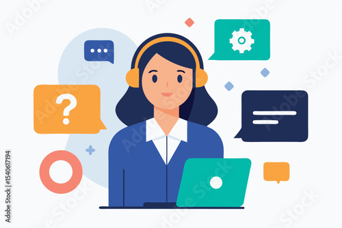 business woman with laptop and phone