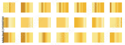 Golden gradients set. Metallic gold gradients. Elegant gold gradients collection. Set of golden color illustrator gradients with black background. 