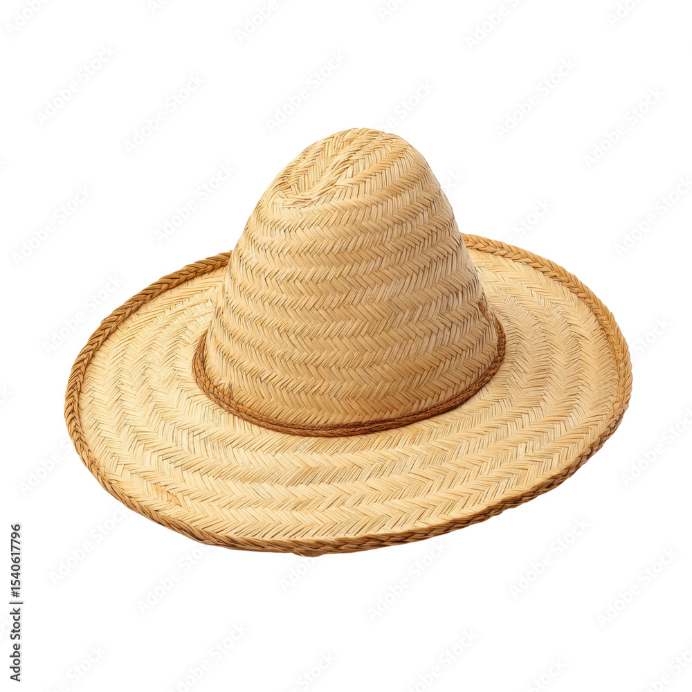 Traditional Straw Hat with Wide Brim Perfect for Outdoor Activities and Sunny Days in Summer or Spring Seasons Transparent background or png Traditional Straw Hat with Wide Brim Perfect for Outdoor Activities and Sunny Days in Summer or Spring Seasons Transparent background or png