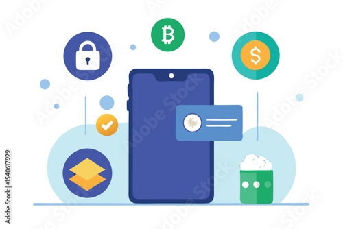 modern mobile phone with colorful application icons