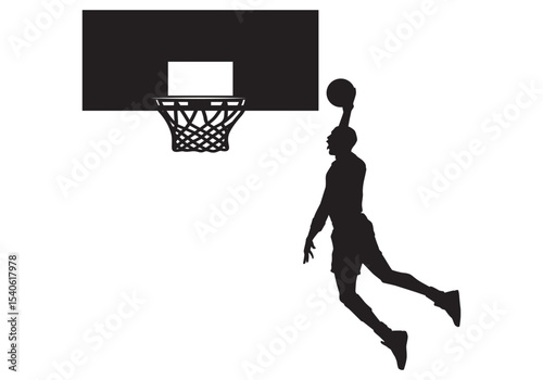 Silhouettes of basketball players vector on white
 basketball jump shot on a white background