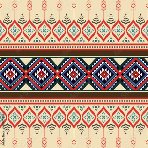 Traditional Thai Ikat Pattern – Geometric & Floral Fusion