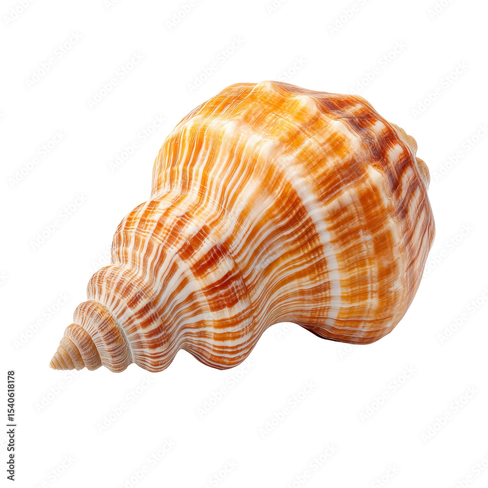 Obraz premium Colorful Spiral Shell with Stripes and Swirls on a White Background for Nature and Marine Themes Transparent background or png