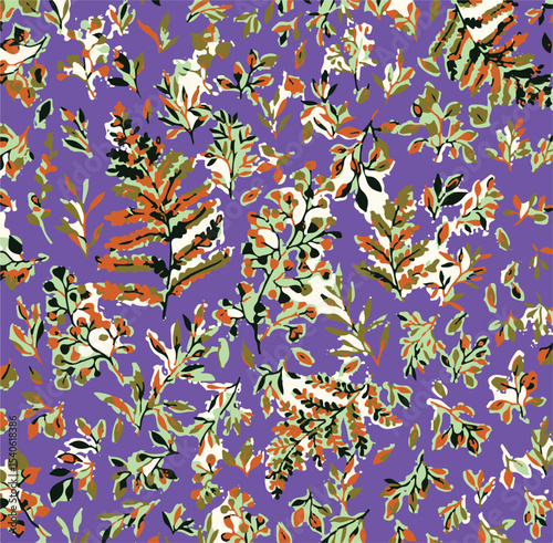 Seamless Summer Spring Floral, Rose, Various leaf, Fabric Print. vector illustration.exotic flower wallpaper combining a multitude of beautiful colours pattern