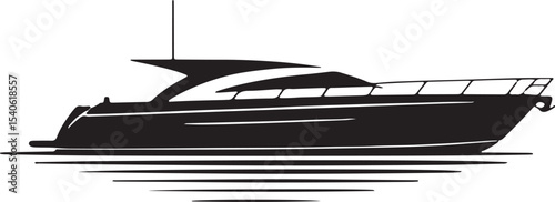 Set of Luxury Boat and Sailboat Silhouettes – Vector Illustration