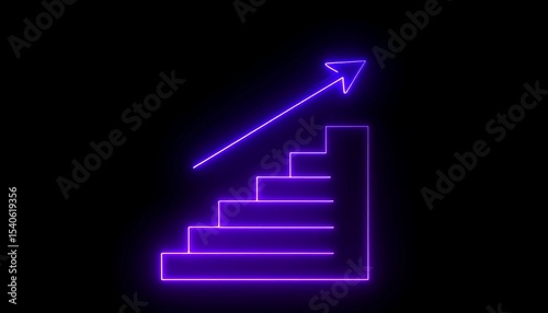 Neon stairs upward growth chart.