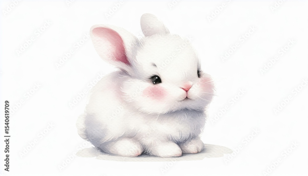 Obraz premium Adorable Fluffy White Rabbit Illustration