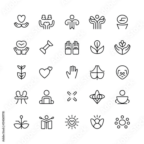 Thirty Four Black Line Icons Set Wellness Health Care Charity Love Growth Symbols black icons wellness icons