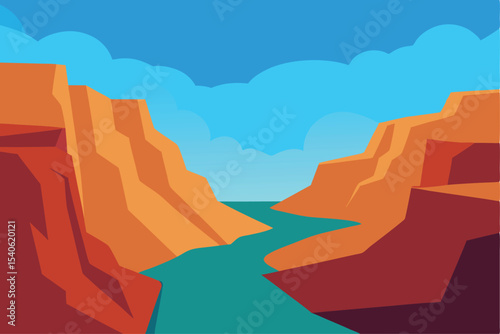 Vibrant Canyon Landscape with Turquoise River Flowing Through Towering Cliffs and Rolling Clouds, Perfect for Nature Enthusiasts and Travel Bloggers
