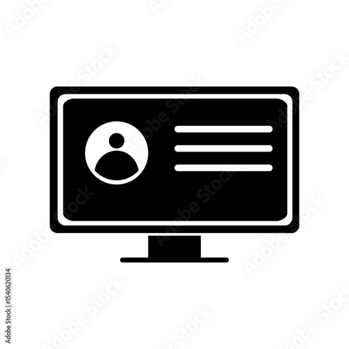 User Profile Icon on Computer Screen – Flat Minimalist Design.