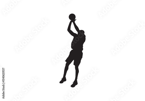 Silhouettes of basketball players vector on white
 basketball jump shot on a white background