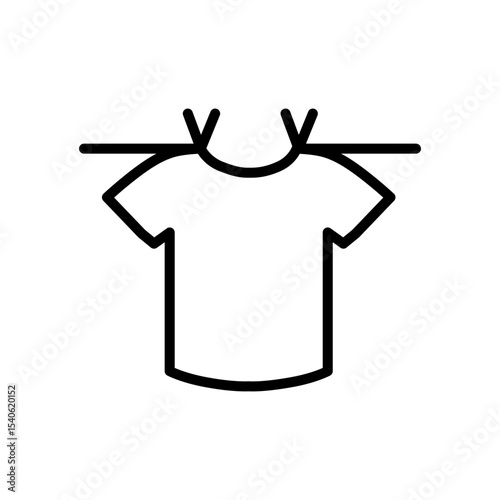 T-Shirt Icon Hanging on Clothesline – Minimalist Line Art.