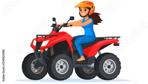 Woman driving ATV offroad.