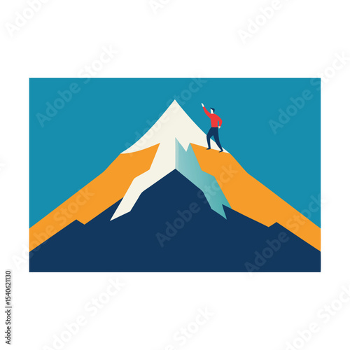 Reaching the Summit A Symbolic Depiction of Perseverance Achieving Success and Overcoming Obstacles to Stand Tall on Top