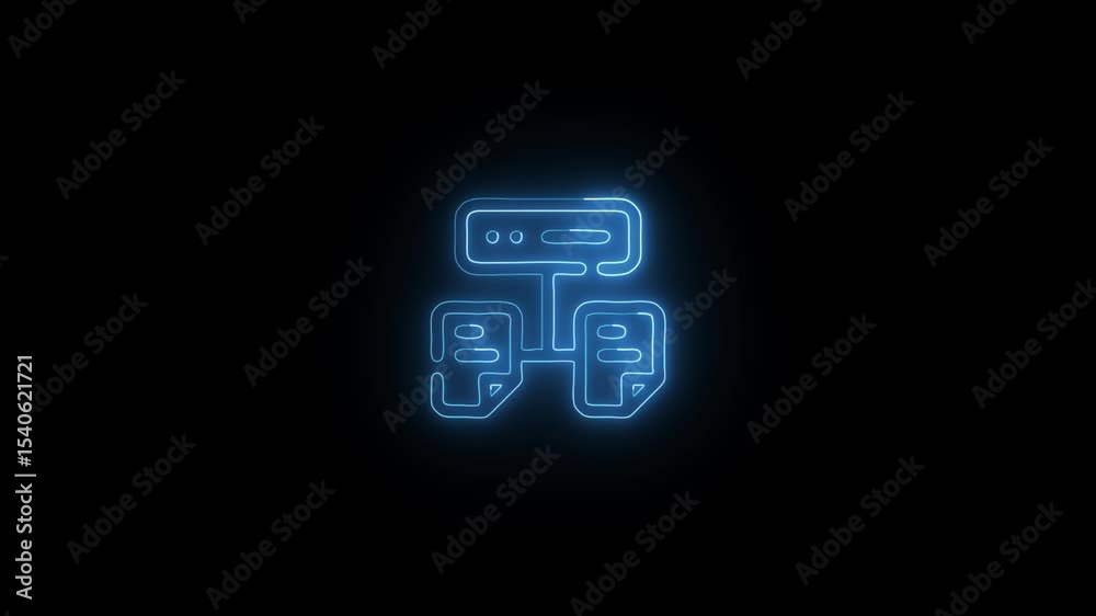 Glowing Network Connection and Symbol in HD Video Neon Animation on Black Background