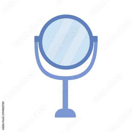 Round mirror on a stand reflecting light in a simple design for interior decor