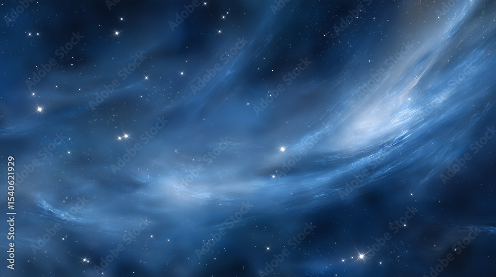 Fototapeta premium Serene Cosmic Blue Space with Nebulae and Stars Background