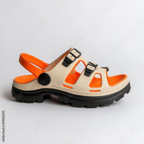 Stylish Comfortable Footwear Sandals with Bright Orange Accents