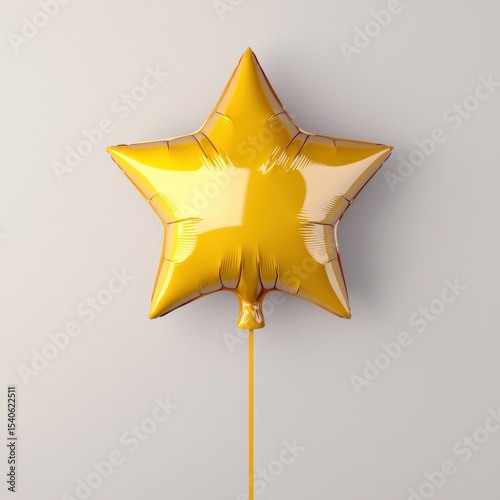 Bright Yellow Star Balloon on Plain Background for Celebration Use