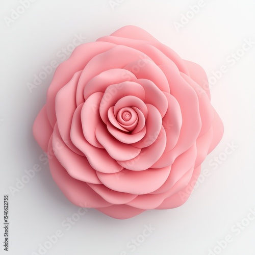 Elegant Pink Flower with Layered Petals on White Background
