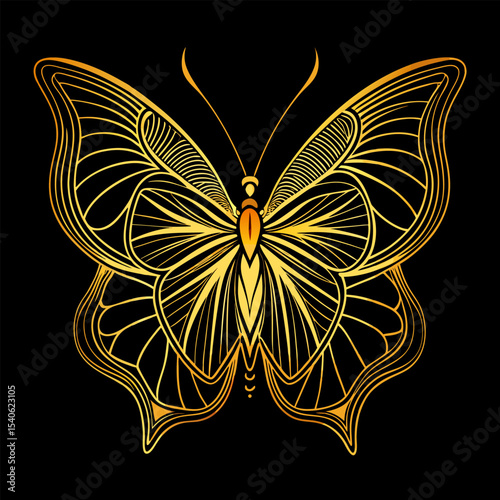 Stylized Butterfly Vector Design with Intricate Details for Creative Projects