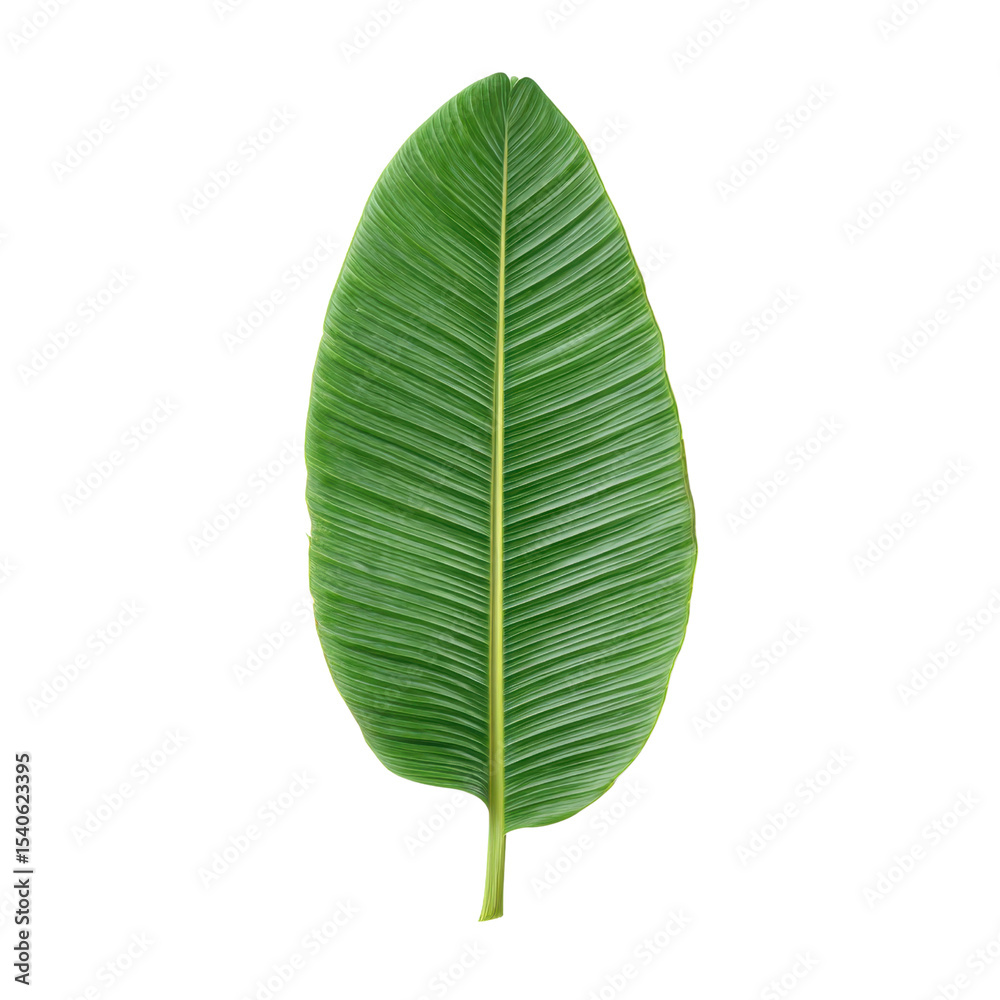 Obraz premium Large Single Green Leaf with Prominent Veins on a Transparent Background for Nature and Botanical Themes Transparent background or png