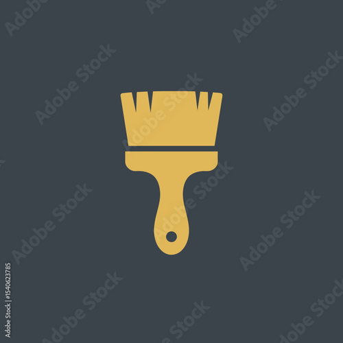 Painter palette and paint brush. icon vector on white background. 