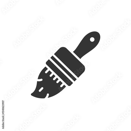 Painter palette and paint brush. icon vector on white background. 
